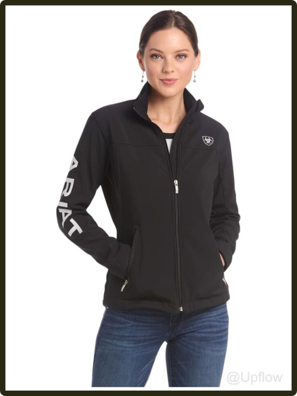 Women's Softshell Jacket Wind Water Resistant Zip Front Stretch Nylon
